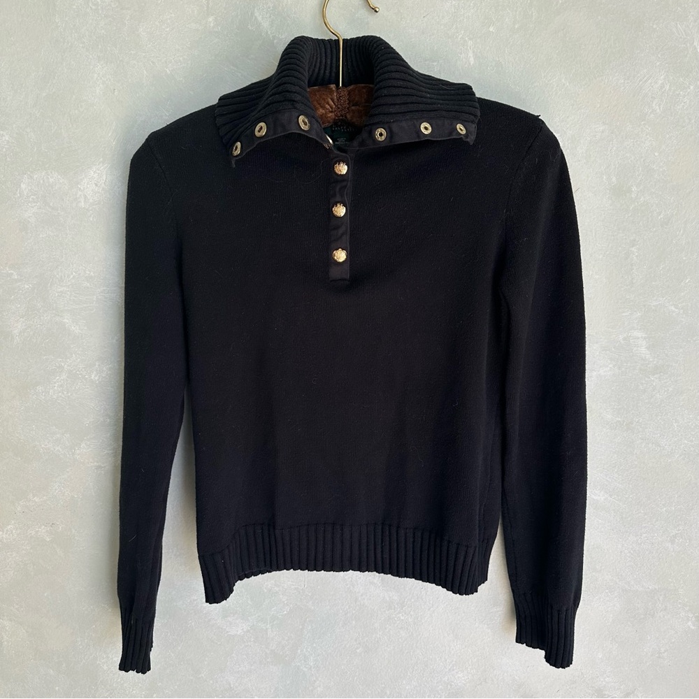 Ralph Lauren Women’s Half-Button Sailor Collar Sweater | Petite Small